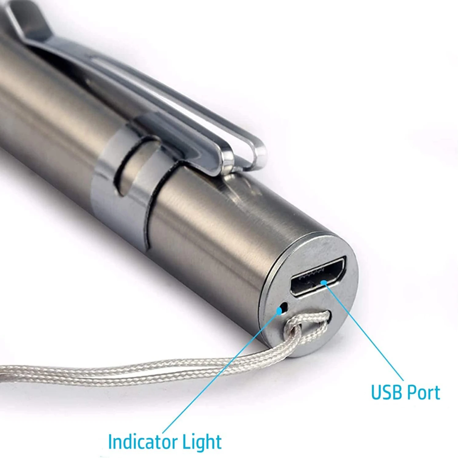 Torcia a penna, torcia ricaricabile a LED super luminosa con clip in acciaio inossidabile e cavo USB per campeggio all'aperto e