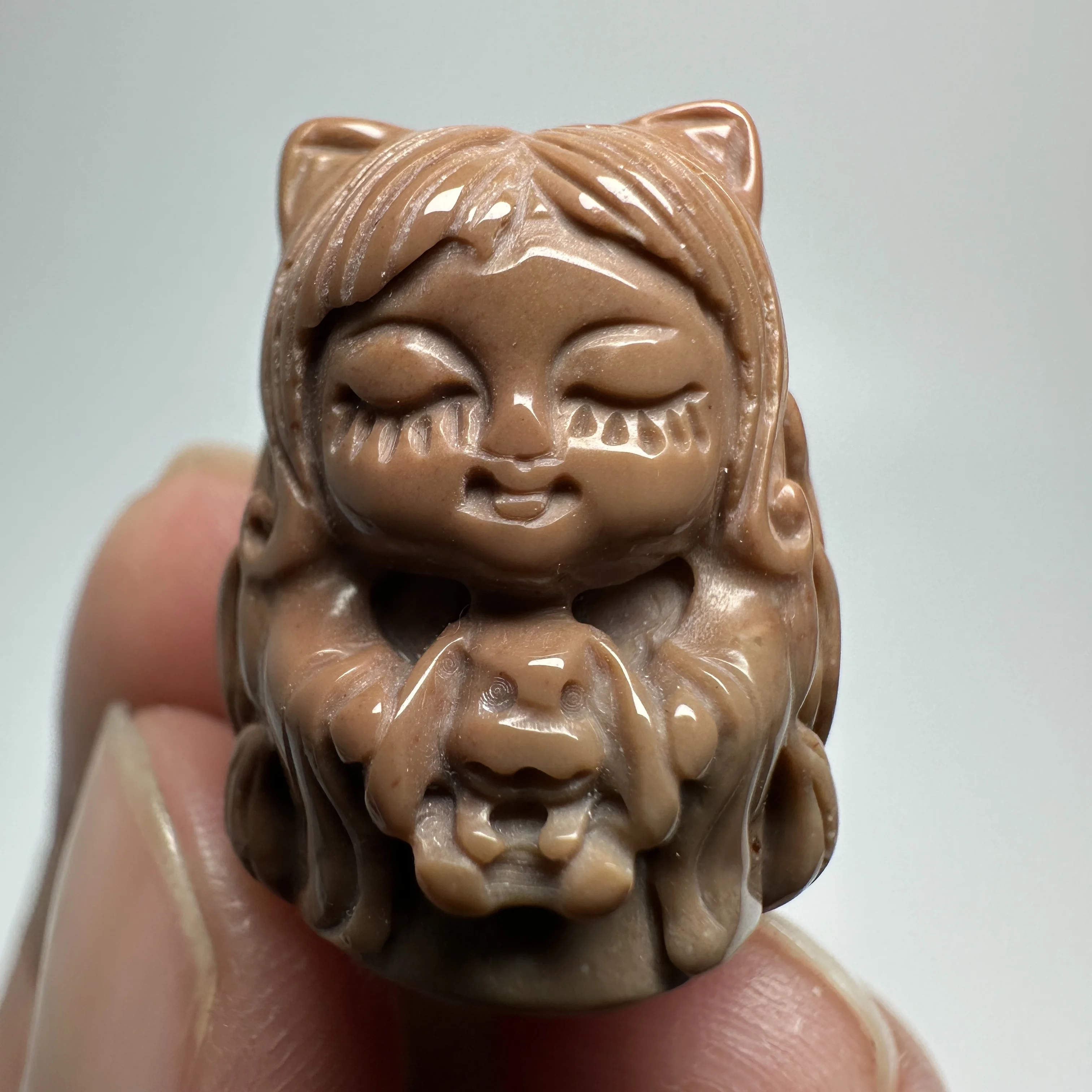 Natural Agate Nine Tailed Fox Hand Carved Cute Elf Crystal Pendant Reiki Healing Stone Jewelry Making Amulet Home Decoration
