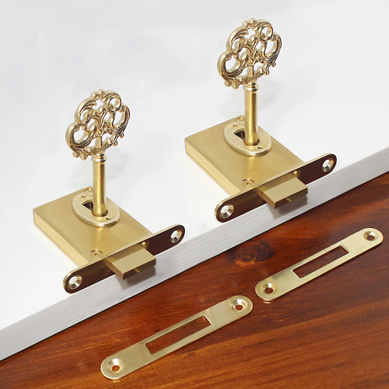 

New Design 2PCS Pure Brass European Drawer Cabinet Locks Cupboard Locker File Cabinet Locks Recessed Hidden Furniture Locks+Key