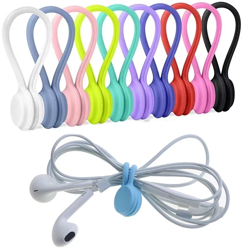 

Cable Winder Cord USB Wire Tie Earphone Cable Ptotector Storage Holder Headphones Silicone Cable Organizer Magnetic Attraction