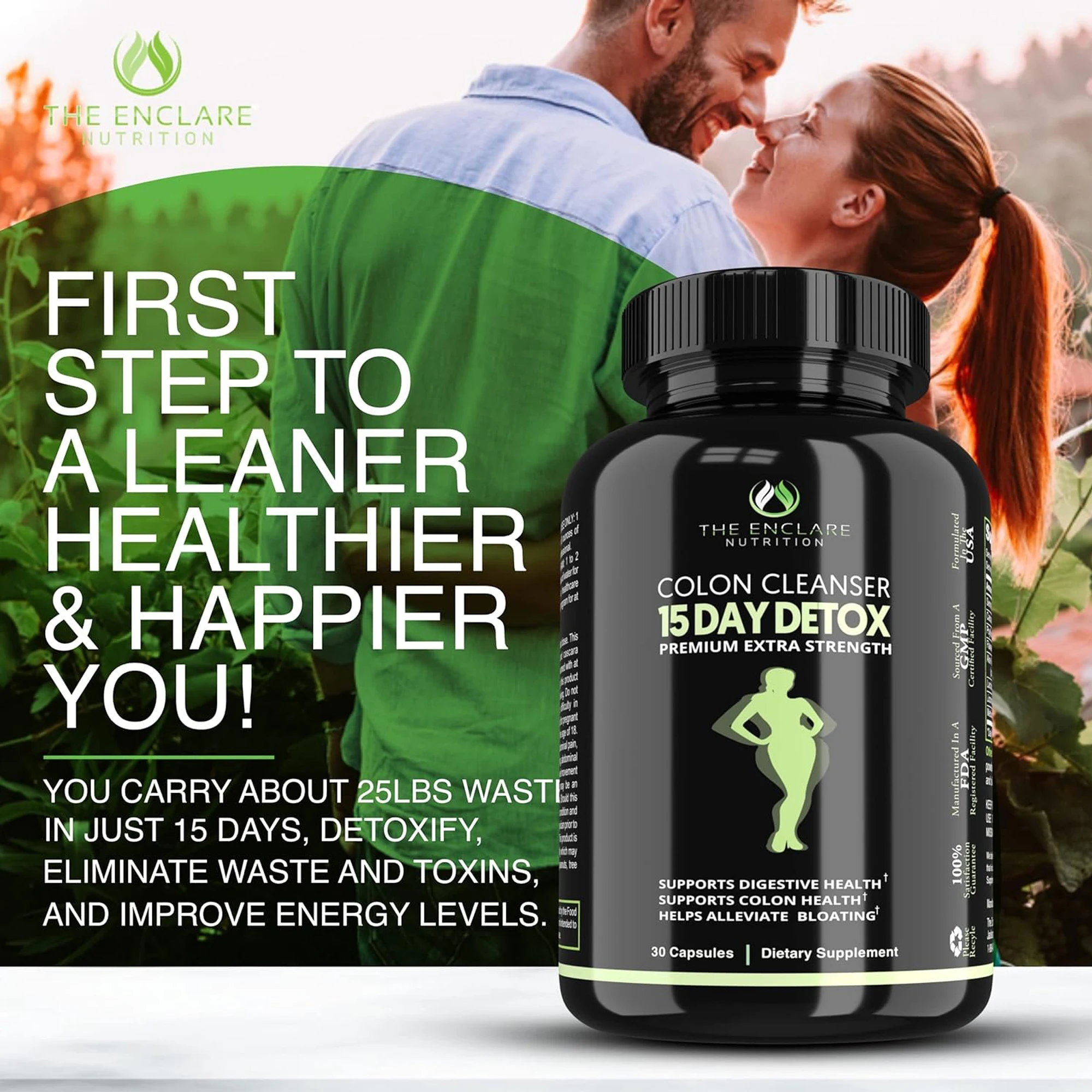 Colon Cleanse 15 Day Detox - Psyllium, Probiotic Laxative, Helps Relieve Constipation and Bloating, Detoxification and Cleansing