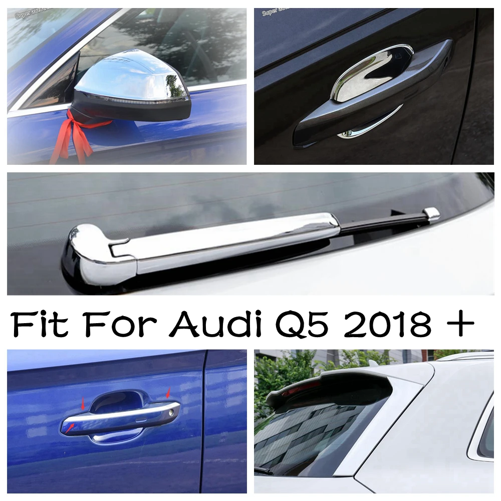 

Rearview Mirror / Door Handle Bowl / Wiper / Window Spoiler Panel Sequins Cover Trim For Audi Q5 2018 - 2023 Chrome Accessories