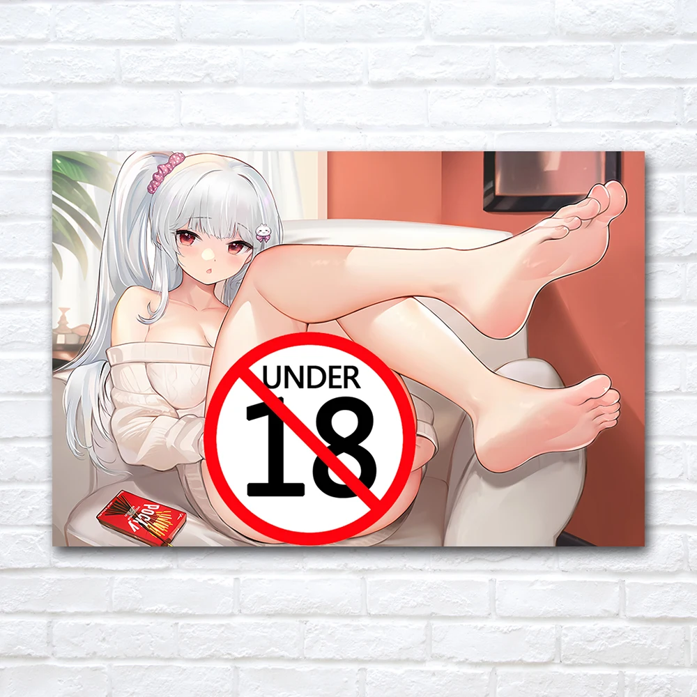 Sexy Barefoot Anime Poster Canvas Cloth Fabric Print Painting Adult Cartoon Wall Art Pictures For Home Room Decor