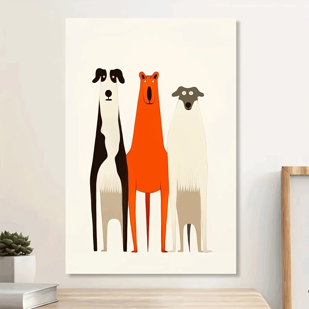 Impresión artística en lienzo con silueta de perro abstracta moderna, decoración de pared minimalista sin marco para sala de