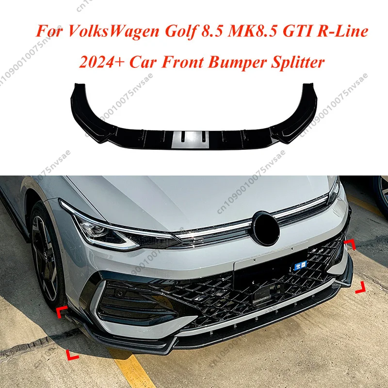 

For VolksWagen Golf 8.5 MK8.5 GTI R-Line 2024+ Car Front Bumper Splitter Lip Spoiler Diffuser Guard Deflector Body Kit Tuning