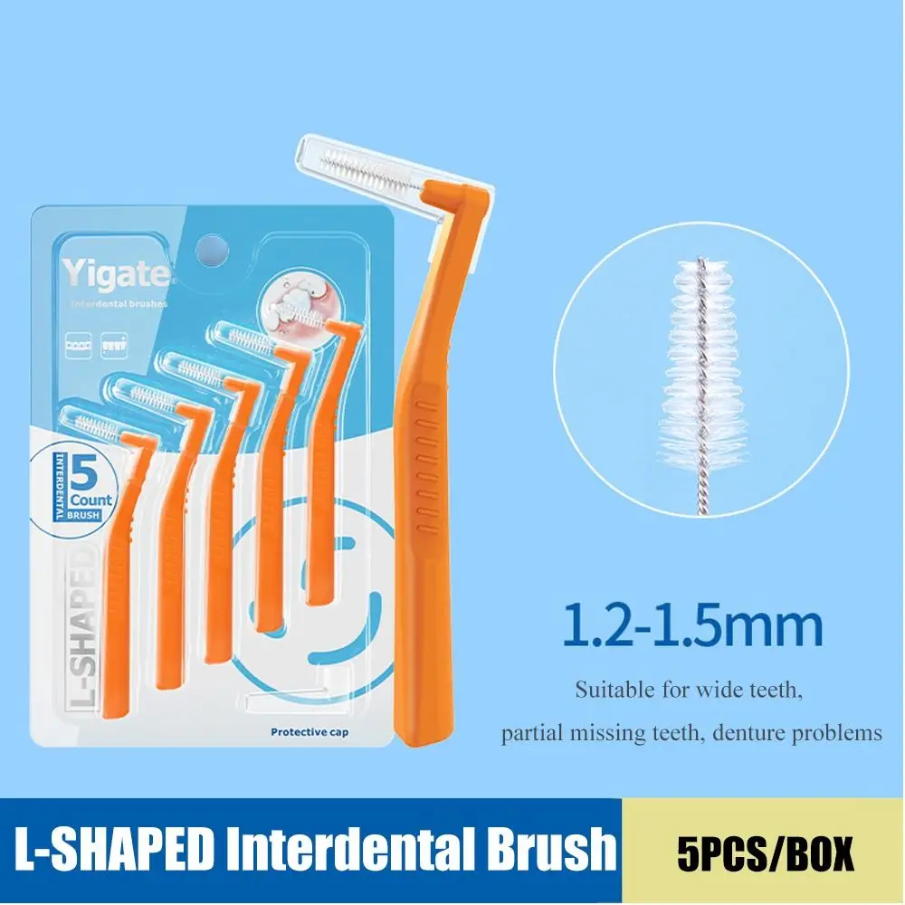 Cepillo Interdental para ortodoncia, 10 piezas, nueva limpieza entre dientes en forma de L, soporte Dental