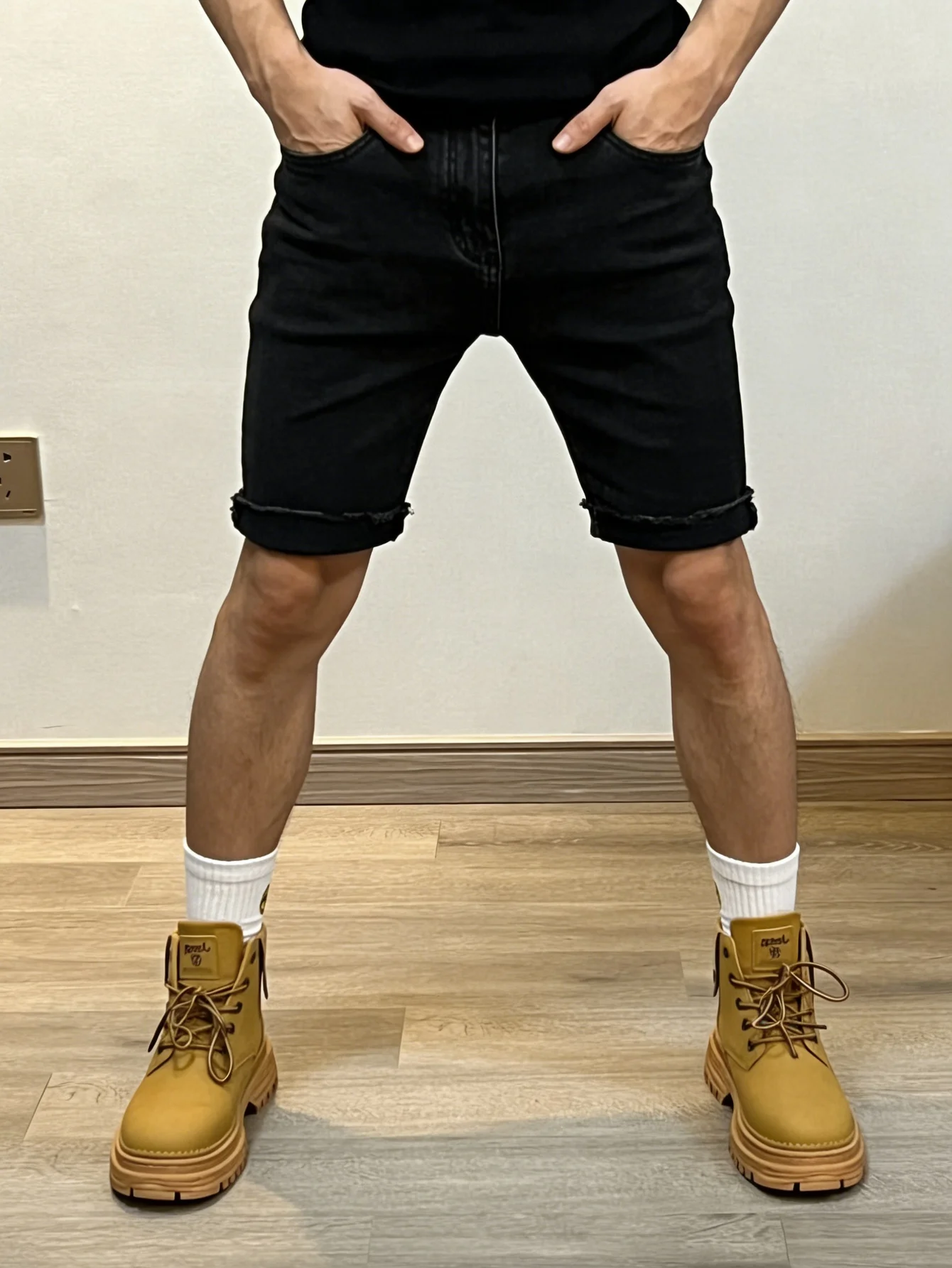 

Men's Slim Black Jorts Original Jeans Pant Man Pants Casual Street Fashion
