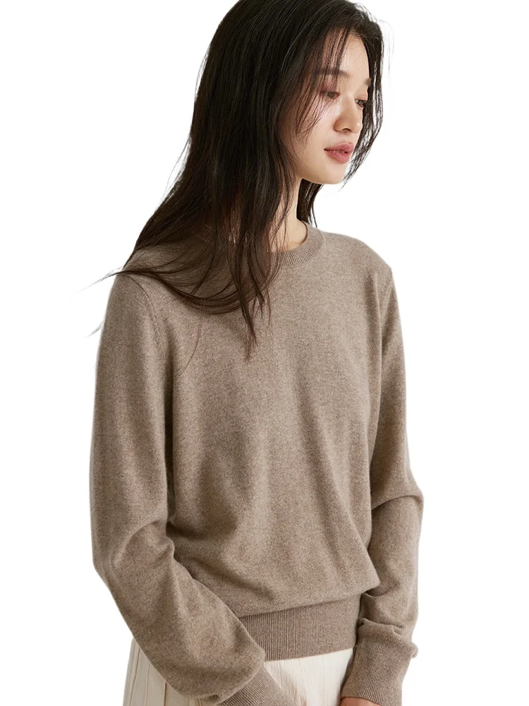 

Женская теплая вязаная кофта Conseni 28 из бэби-кашемира с круглым вырезом и плечами, выполненная в технике 14 строчек