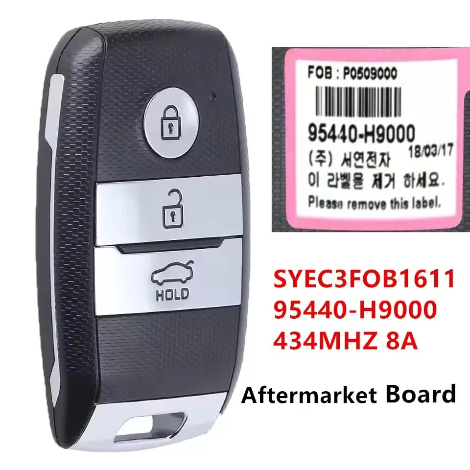 KEYECU Replacement 3 Button Smart Remote Key FOB 433MHZ 8A RF430 CHIP for Kia Rio 2017-2018 PN: 95440-H9000 SYEC3FOB1611