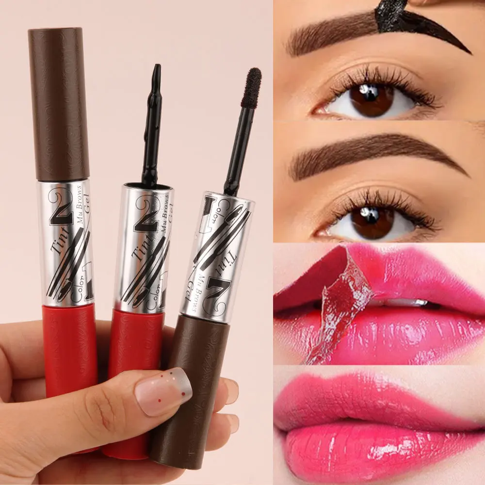 2 In1 Lipstick Eyebrow Cream Double-Headed Tearable Lip Gloss Sexy Smooth Contour Waterproof Long-Lasting Lips Lipgloss Makeup
