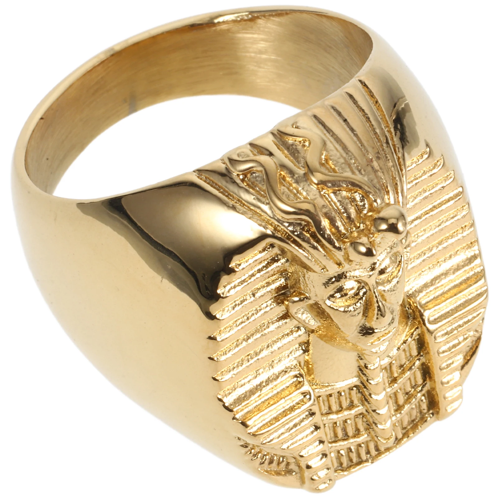 

Golden Men Ring Egyptian Pharaoh Themed Exquisite Craftsmanship Stylish Party Costume Ring Decor Egyptian Decor