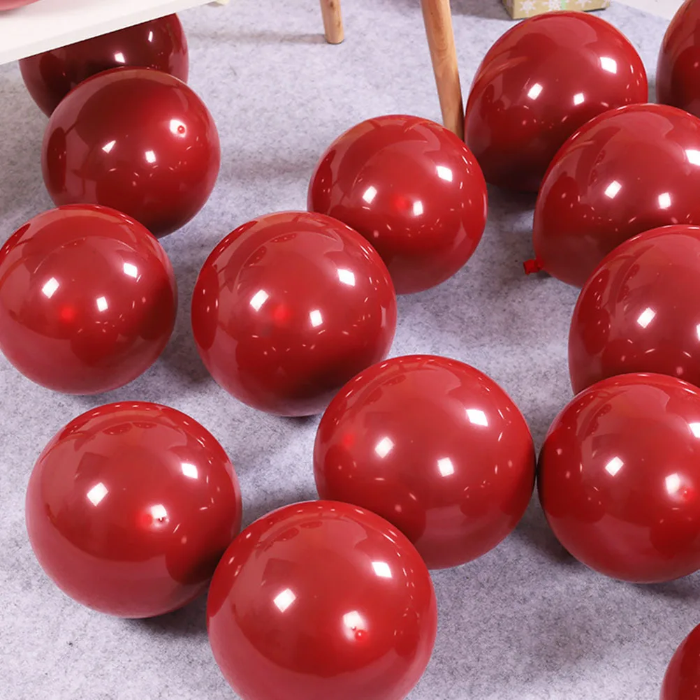 

50pcs Wedding Balloon Decorative Balloon Set Thickened Double Layer Party Supplies For Birthday Shower Valentine'S Day Red
