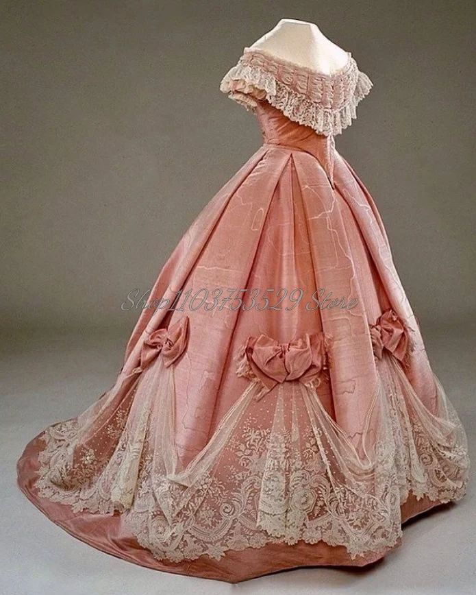 Elegant Gothic Orange Pink Prom Dresses Medieval Vintage Victorian Corset Pleated Princess Tutu Theater Gowns Vestidos De Gala