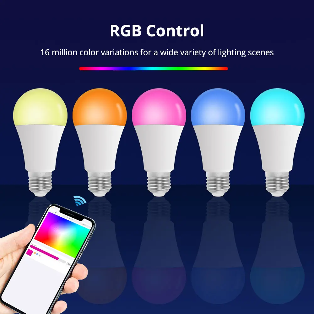 Zemismart Matter Over WiFi LED Light Bulb RGBCW 9W Smart E27 Dimmable Lamp Homekit Alexa Google Home Smartthings Control