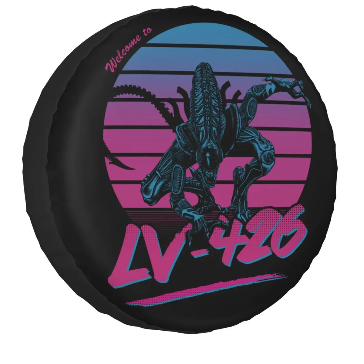 Capa de pneu sobressalente de néon xenomorph para jeep pajero personalizado synthwave estrangeiro aliança impermeável à prova de