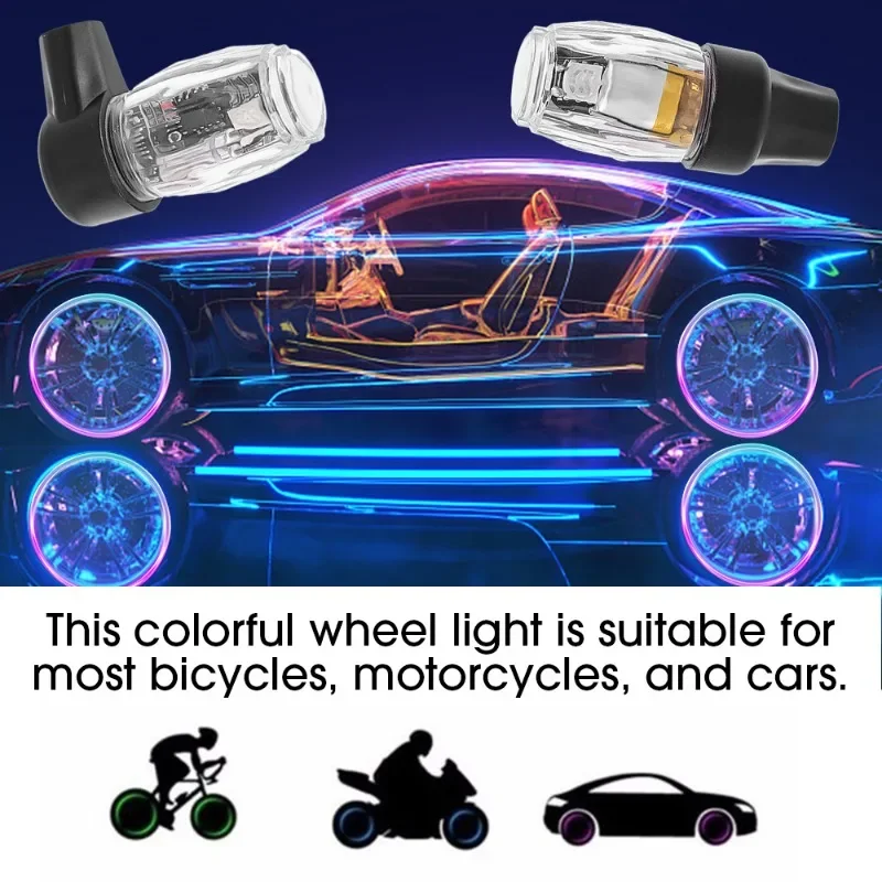 Car Charging Colorful Valve Light  Auto Motorcycle LED Wheel Lights Night Light Explosive Flash Tire Light Wind Fire Wheel Lamp