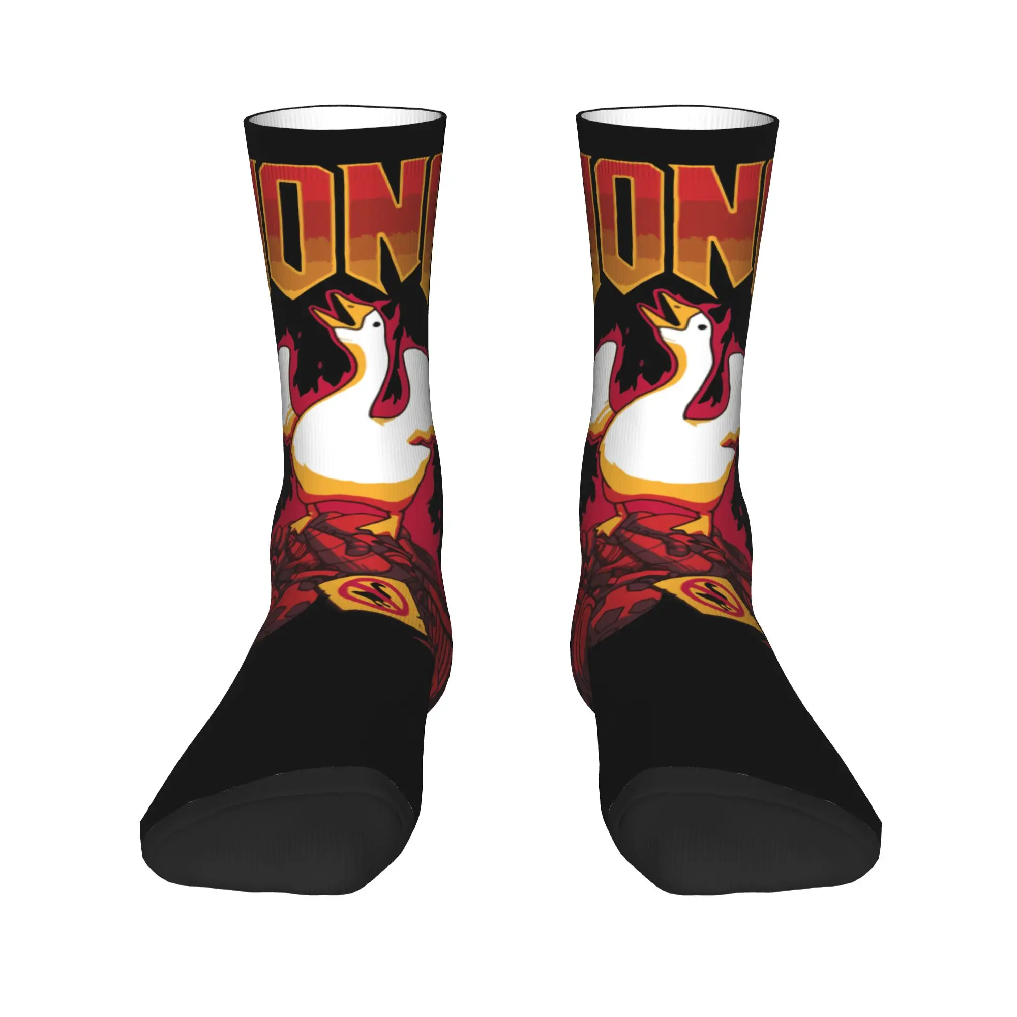 Happy Funny Male Men Socks Casual Untitled Goose Game Funny DOOM Sock Polyester Gamer Graphic Socks Spring Summer Autumn Winter