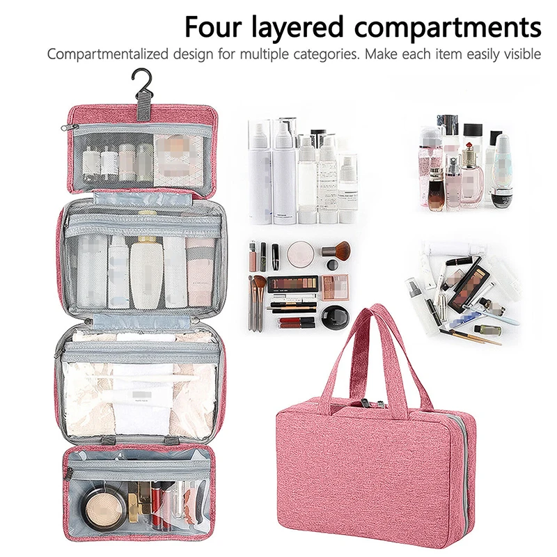 Borsa da toilette con gancio appeso borsa pieghevole impermeabile grande trucco da viaggio custodia per rasoio cosmetico custodia per Organizer