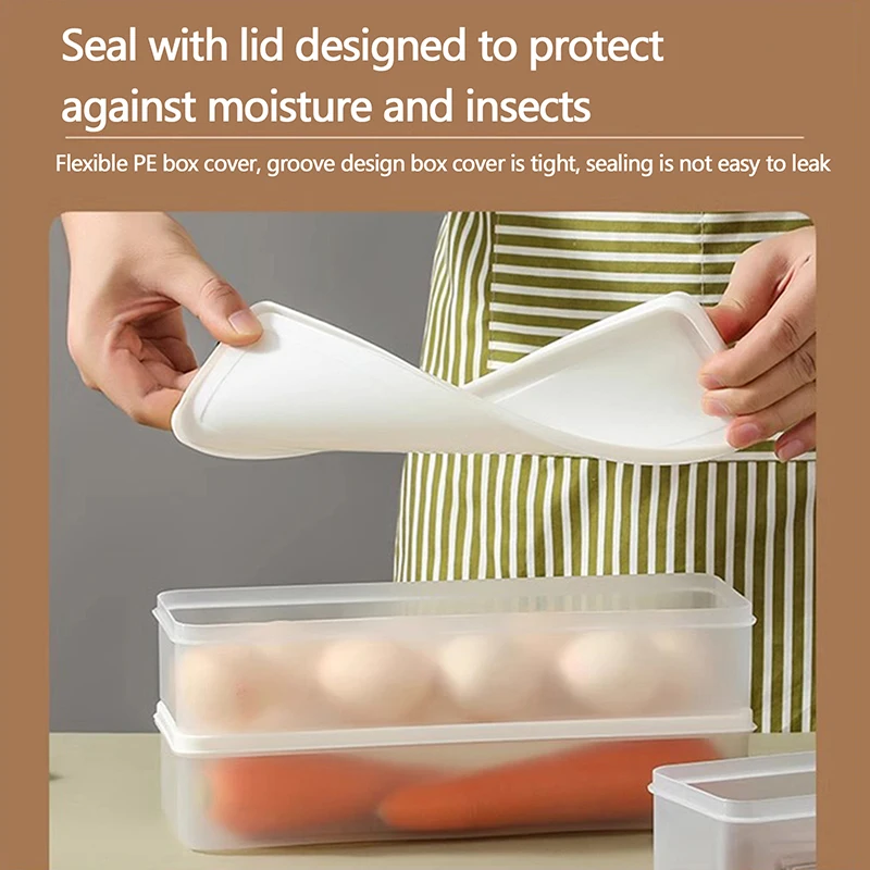 1PC Pasta Containers Storage Clear Rectangular Container With Lids Stackable Long Noodle Holder Airtight Containers For Cabinet