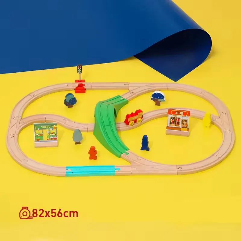 Wooden Train Track Set Electric Magnetic Train Railway Toys Compatible with Brand Track Educational Toys for Children\'s Gifts