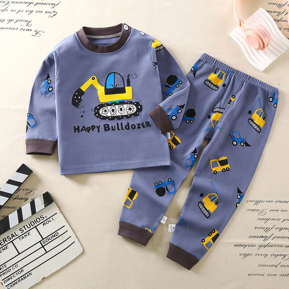 Cotton Kids Pajamas Set for Boys Girls Autumn and Winter Cartoon Sleeping Loungewear Children Night Sleepwear Home Wear Clothes