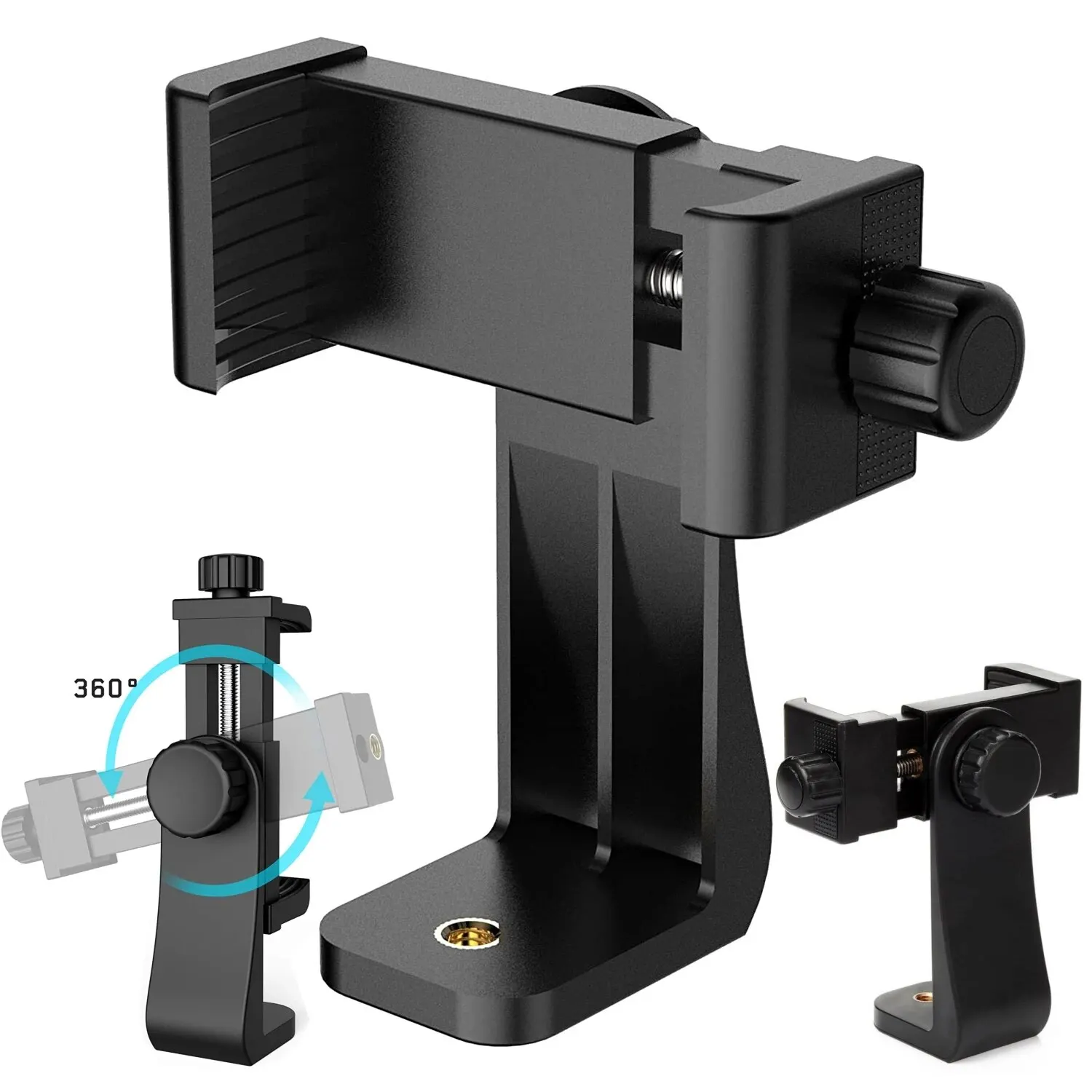 360-Grad-Handy-Clip, kompatibel mit allen 1/4 Schrauben, Handy-Halterung, Stativhalterung, Schreibtisch-Stativ-Adapter für iPhone-Ständer
