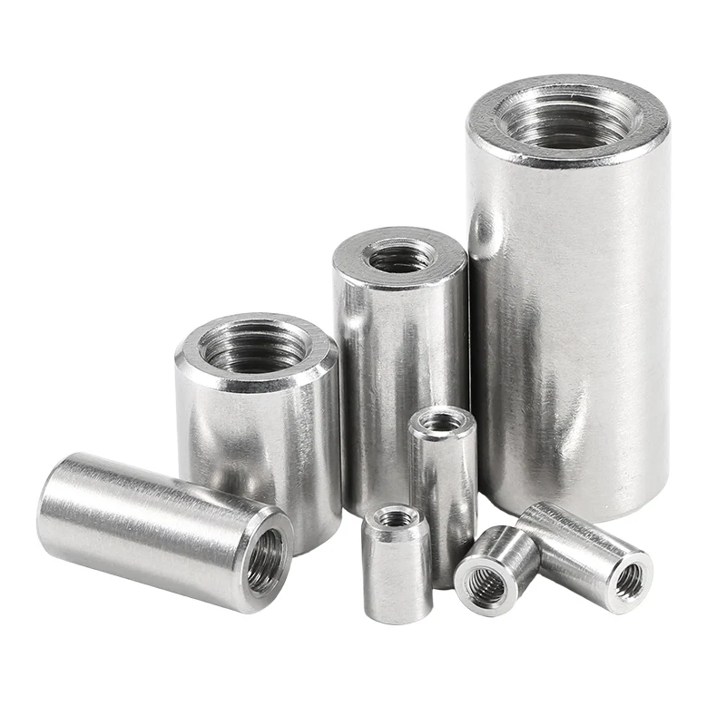 304 Stainless Steel Extended Cylinder Nut Connection Screw Rod Joint Round Nut M2 M2.5 M3 M4 M5 M6