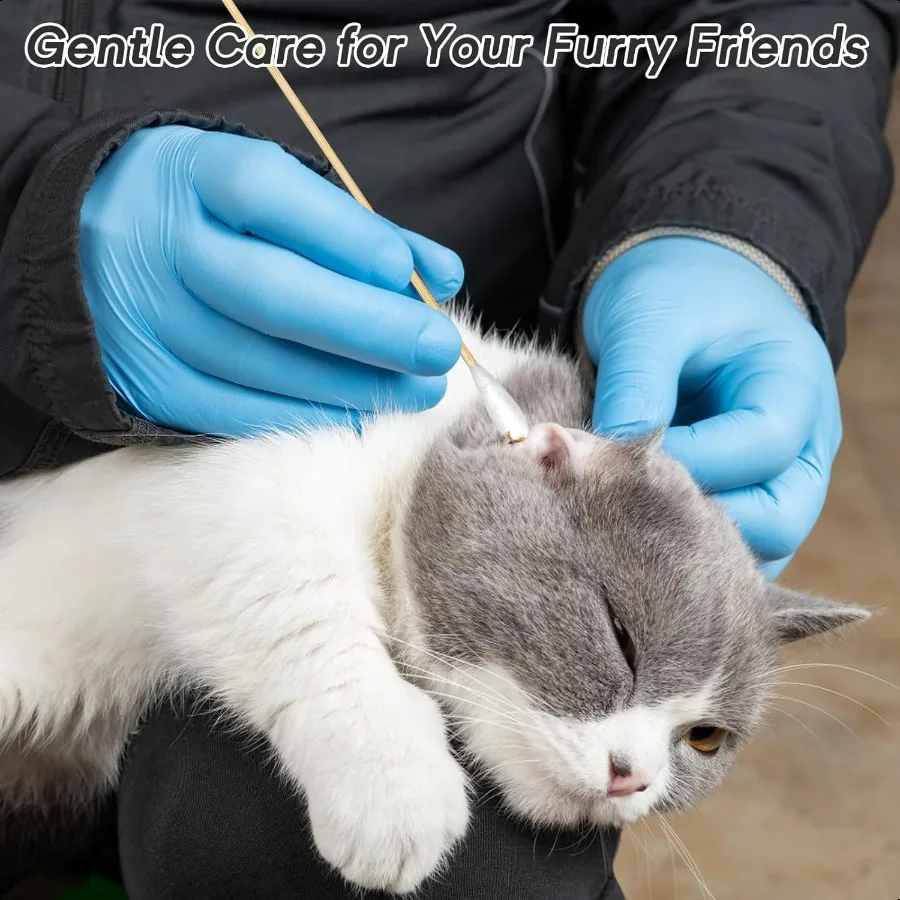 100개 대형 면봉 (반려동물 관리용) 6인치 길이 대나무 손잡이 전문가용 강아지 귀 청소 면봉 흡수력 좋은 대형 면봉