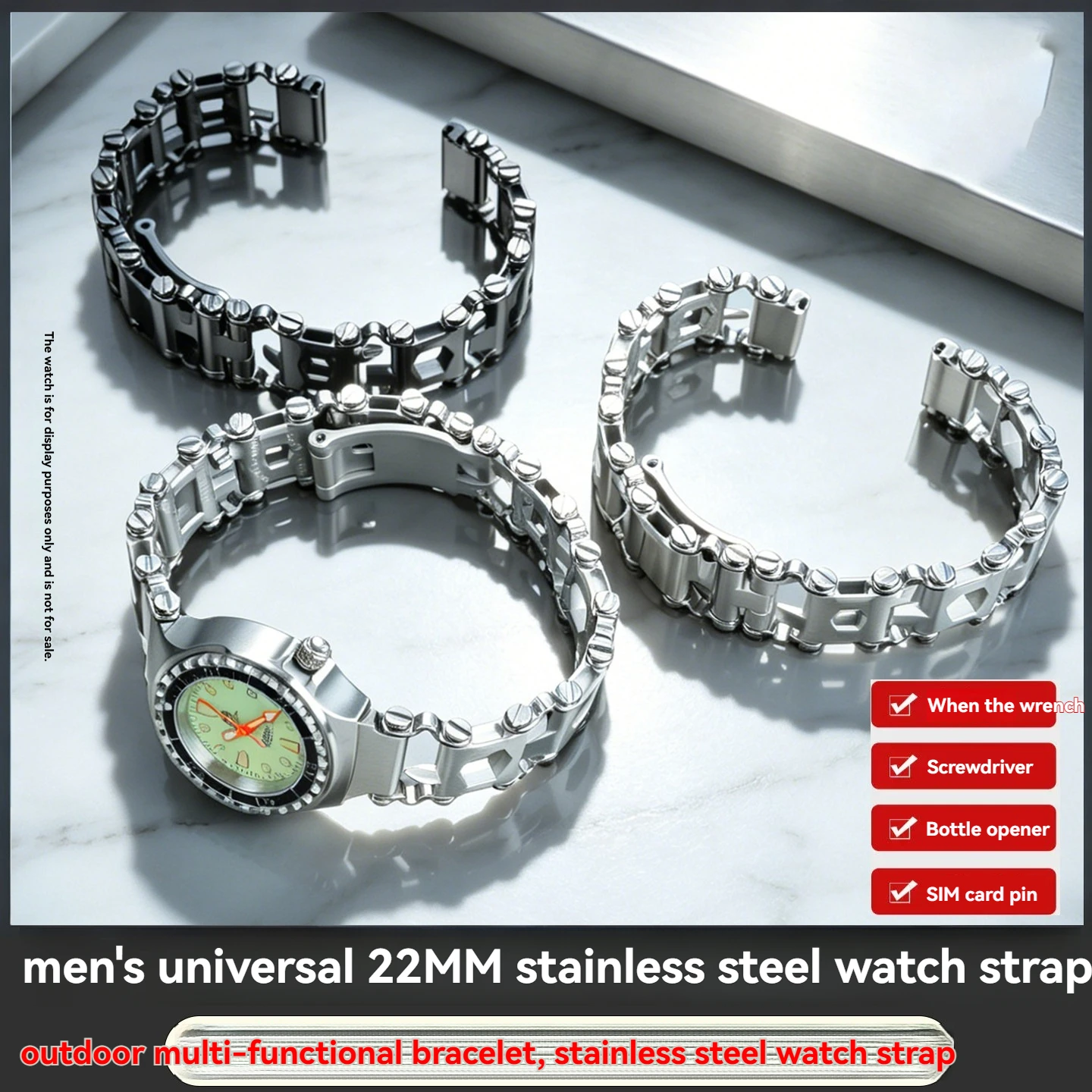 

Multifunctional Hollow Stainless Steel Watch Band Outdoor Tool Bracelet Replacement Strap for Seiko Casio Leatherman
