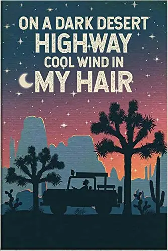 Vintage Camping Car Metal Plaque Poster On A Dark Desert Highway Cool Wind in My Hair Retro Metal Tin Sign Plaque Wall Decor Gi