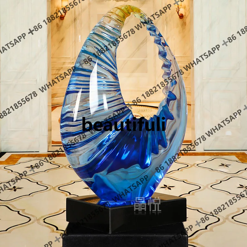Round blue ornament synthetic resin sculpture abstract ornament hotel lobby lobby ornament tabletop