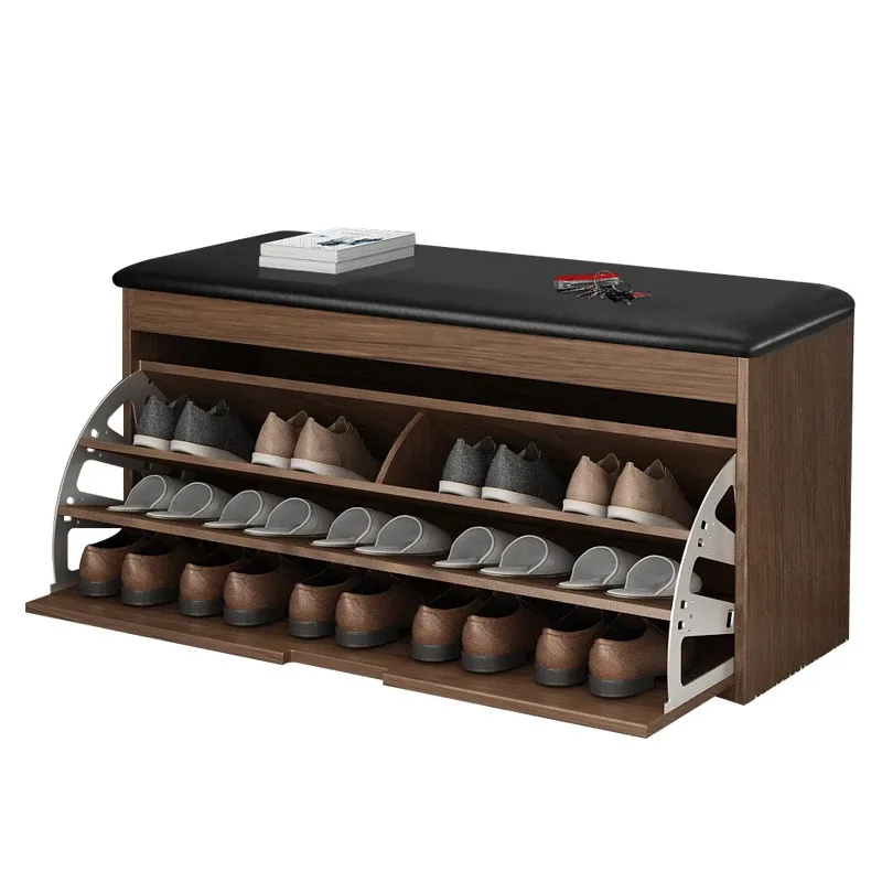 

Solid wood shoe change stool soft bag household door shoe cabinet seated new Chinese style foyer shoe stool tipping bucket