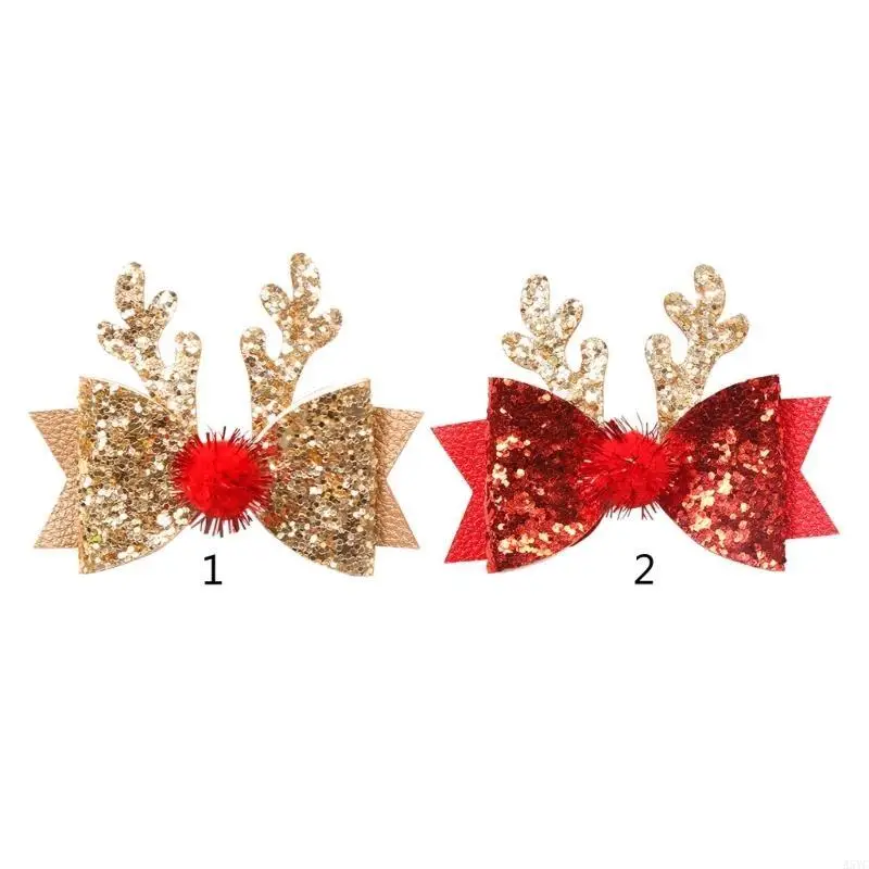 

A5YC 1 or 2 Pair Festive Christmas Hairpin Bowknot Elk Horn Headwear Hair Barrettes