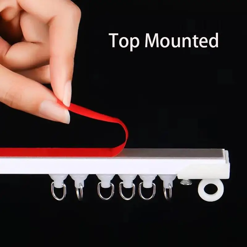 Rel Geser Tirai Perekat Tanpa Bor Nano Silent Track Dipasang di Atas Dipasang di Samping Aksesori Dekorasi Jendela Rumah