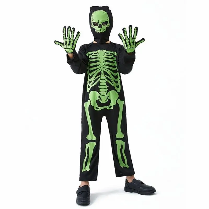 652F jongen meisje skelet kostuum kinderen Halloween kostuums partij cosplay bodysuit rollenspel jumpsuit fancy dress up bone