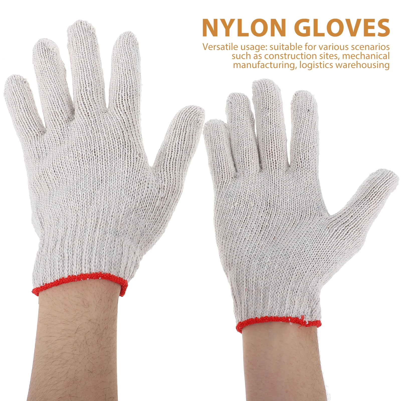 

12 Pairs Safety Work Gloves Anti Slip Cotton Thread Mechanic Garden Construction Warehouse Women Beige Protective Gloves Labor