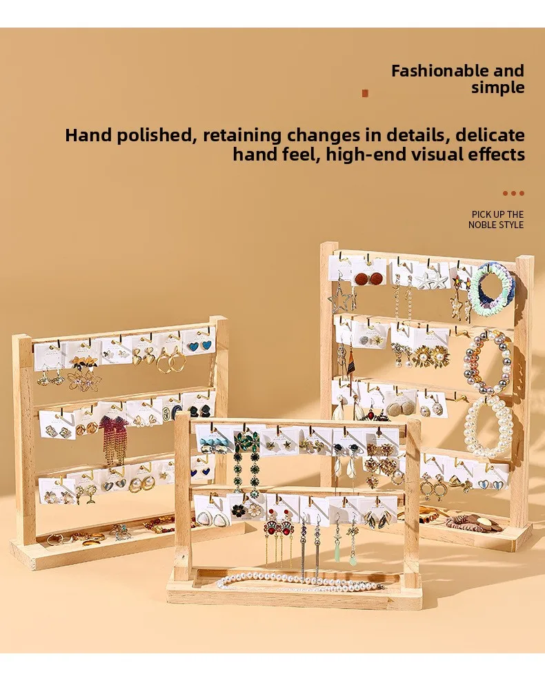 Jewelry Keychain Earrings Pendant Display Stand Solid Wood Trinket Hanger Hook Premium Sense Stall Store Counter