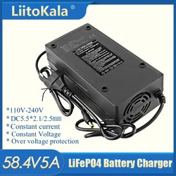 NewLiitoKala 58.4V 5A Charger Smart Suitable For 16s 51.2V Outdoor LiFePO4 Battery Electric Car Safe And Stable 58.4v 5a