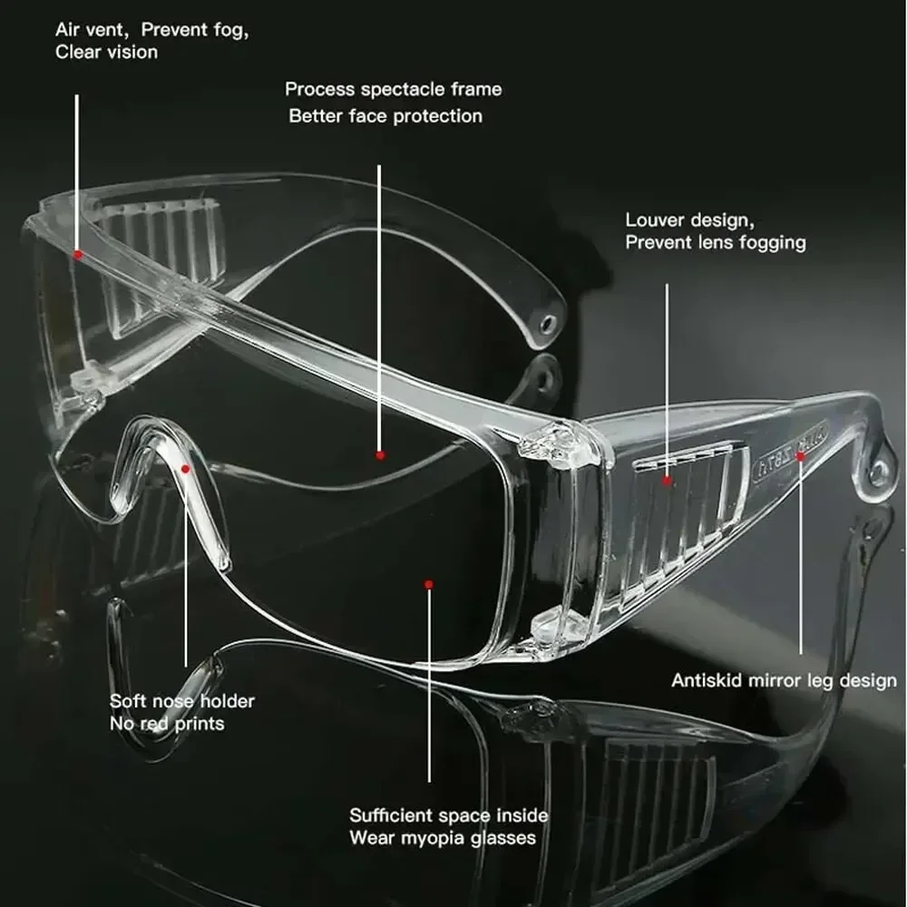 透明安全ゴーグル,保護メガネ,防滴,防塵,砂作業,メガネ,メガネ保護,1個