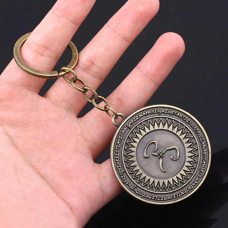 Cthulhu Mythos Necronomicon Star Elder Sign Amulet Keychain Miskatonic University Pendant Key Chain for Women Men Keyring Gift