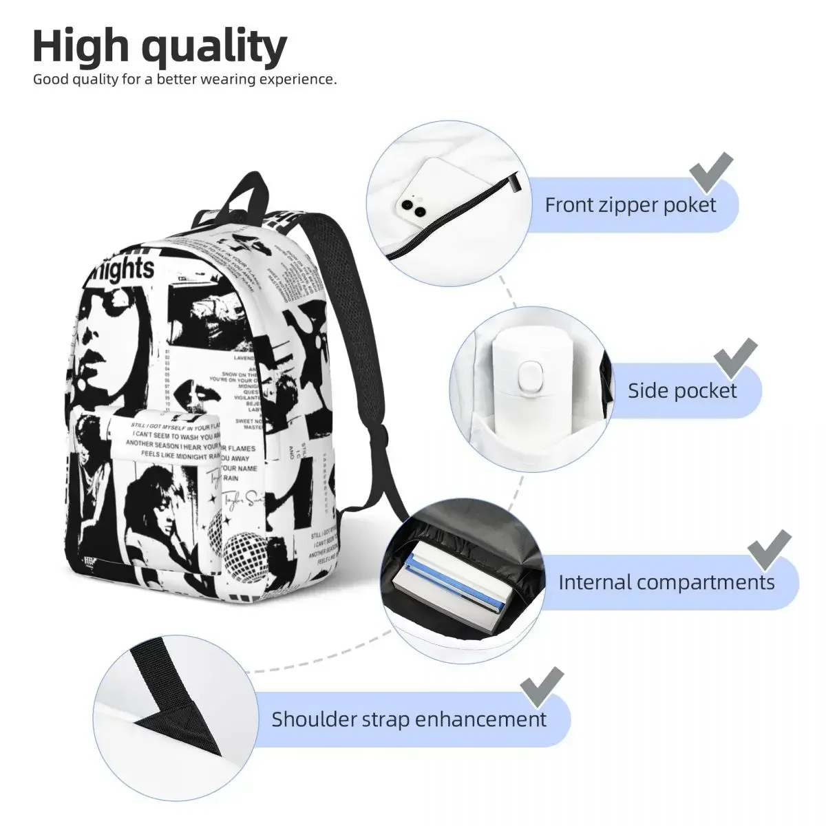 The Eras Tour Singer Album Fashion Backpack with Pocket High School Business Daypack for Men Women Laptop Computer Shoulder Bag