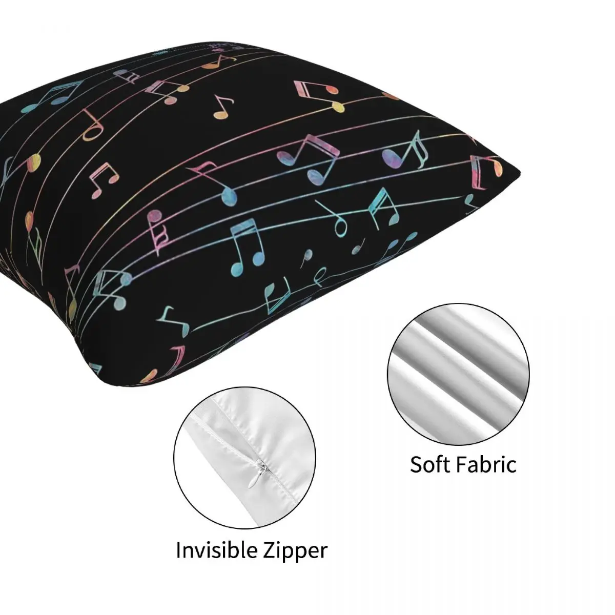 Music Notation Musical Notes 4pcs Square Pillowcase Cushion Cover Pillow Case Throw Pillow Cover for Home Sofa Living Room
