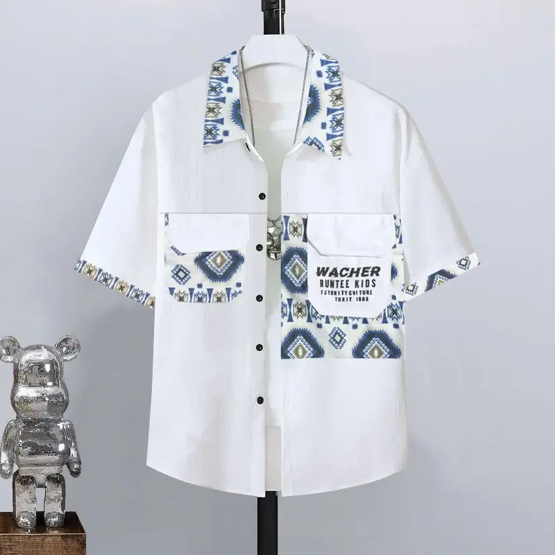 

Полный комплект: мужская летняя повседневная рубашка с коротким рукавом и шорты-карго, высококачественный комплект из двух предметов