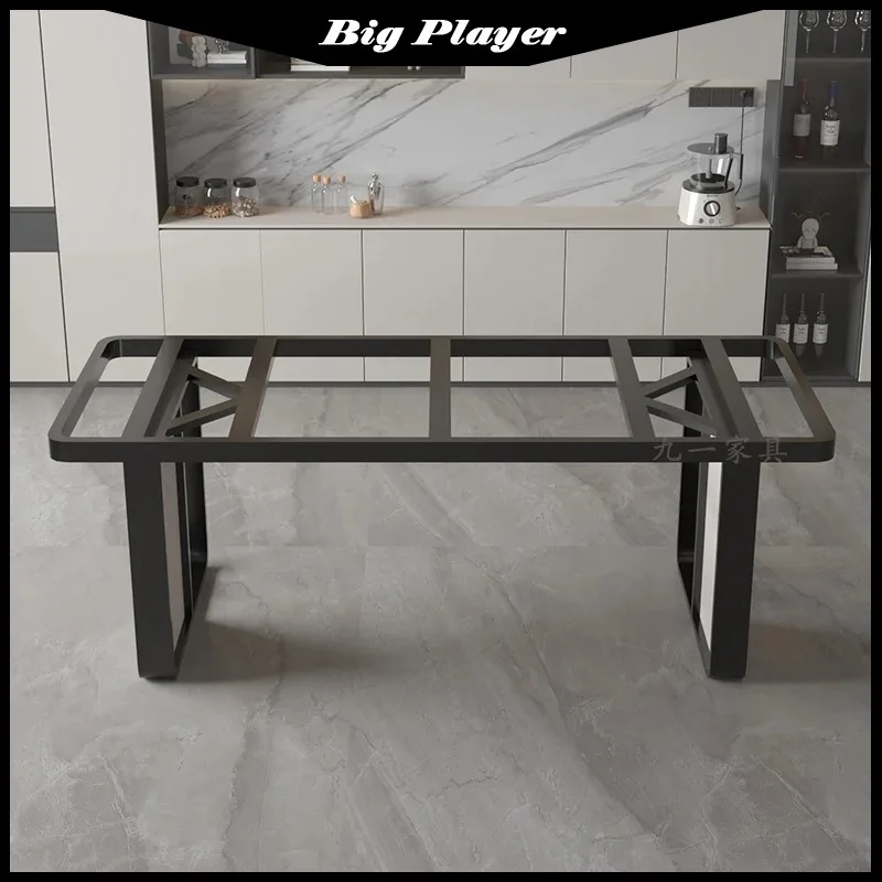 ضوء فاخر طاولة رخامية الساق قوس روك بلاطة القدم الفولاذ المقاوم للصدأ الطعام مقعد وحيد الشاي طاولة حجرية فاخرة L #5