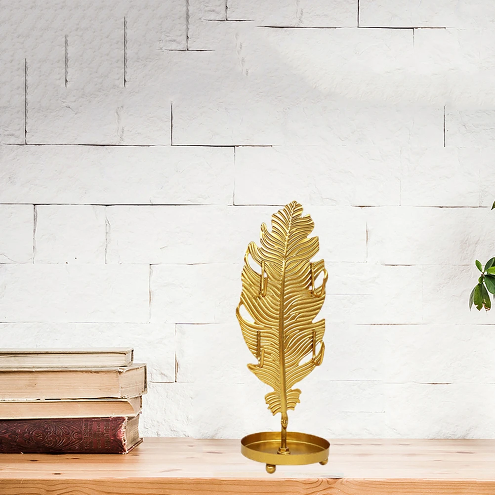 

1 pc Leaf Shape Jewelry Display Rack Detachable Iron Storage Tray Durable Gold Color Environmentally Friendly Jewelry Organizer
