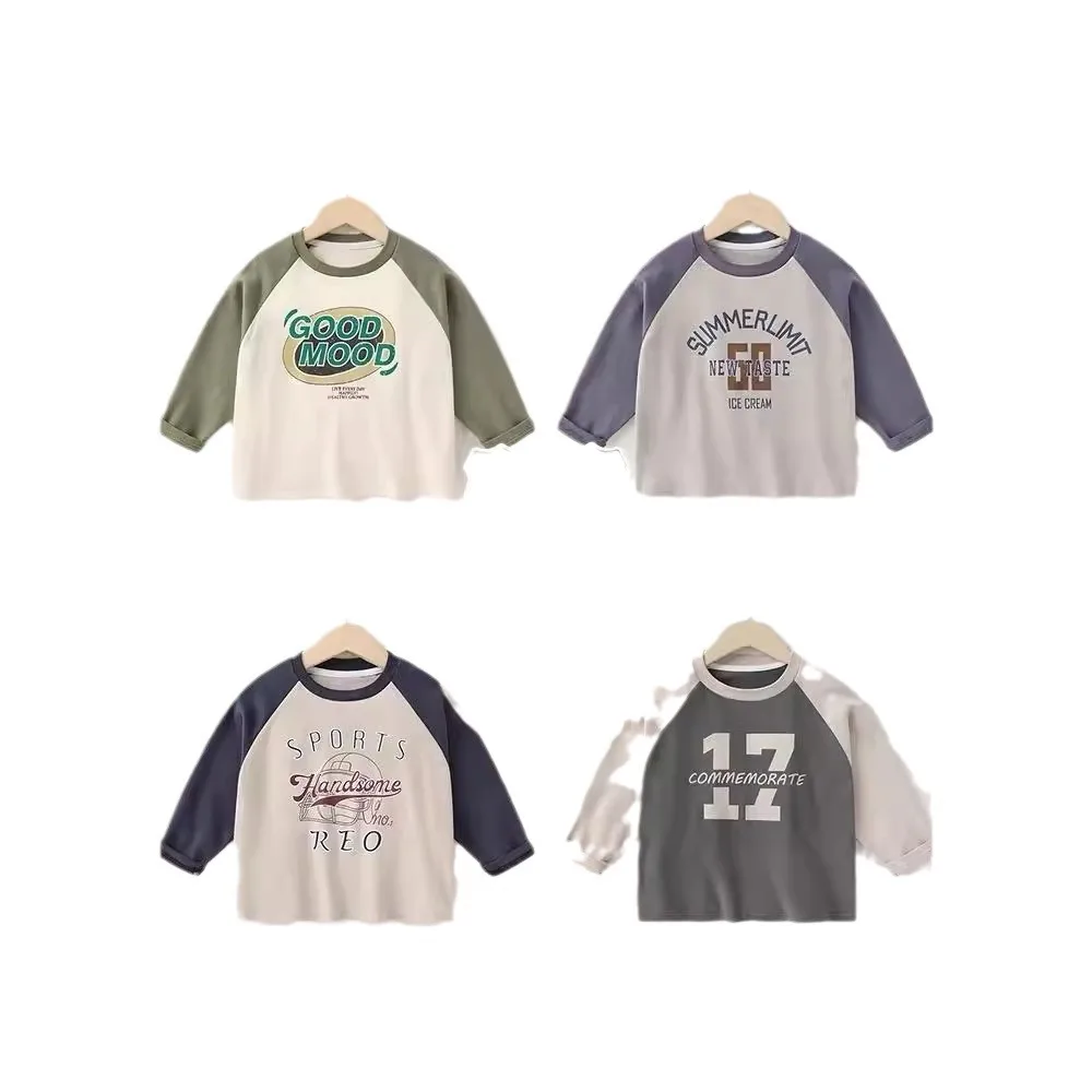 

Children's Printed Raglan Long-sleeved T-shirt Spring and Autumn Round-neck Bottoming Shirt for Casual Wear (only 1pcs Piece)