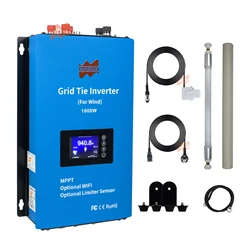 1000W Grid On Inverter DC22-60V to AC95-265V With Limiter Wind Turbine Generator Converter WiFi Function Grid-Tie MPPT Inverter