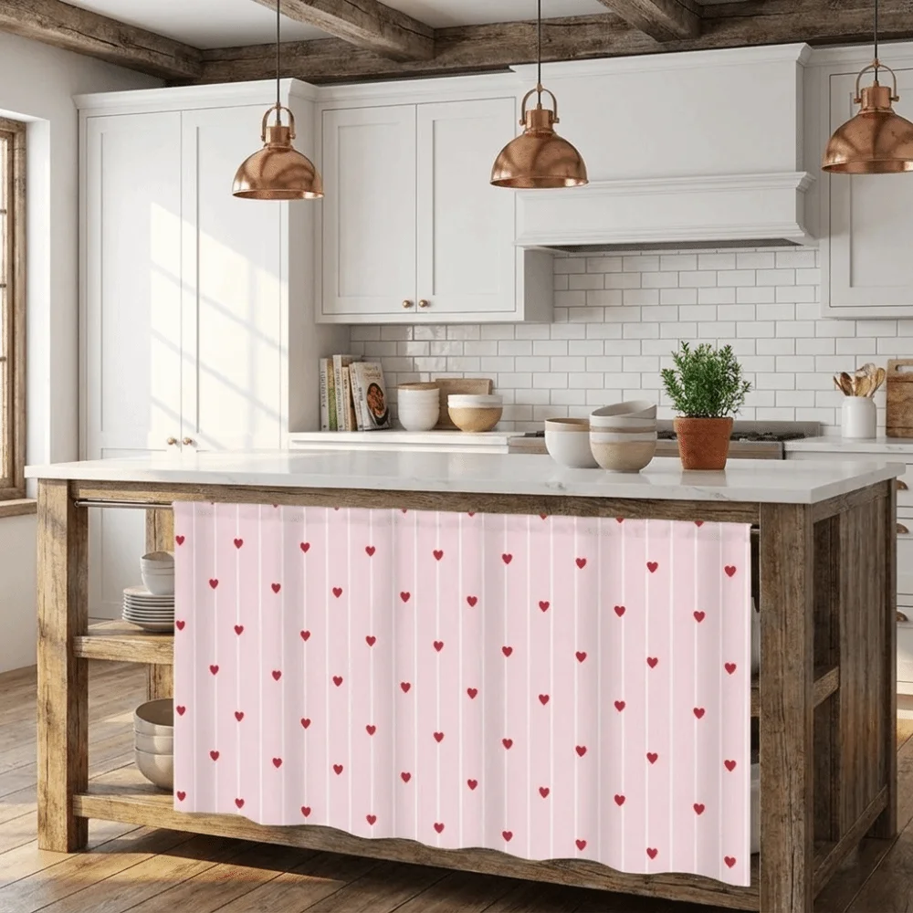 Dust-Proof Cabinet Cover Curtain Breathable Sunscreen Short Door Curtain Wear-resistant Fruit Pattern Window Drapes Living Room