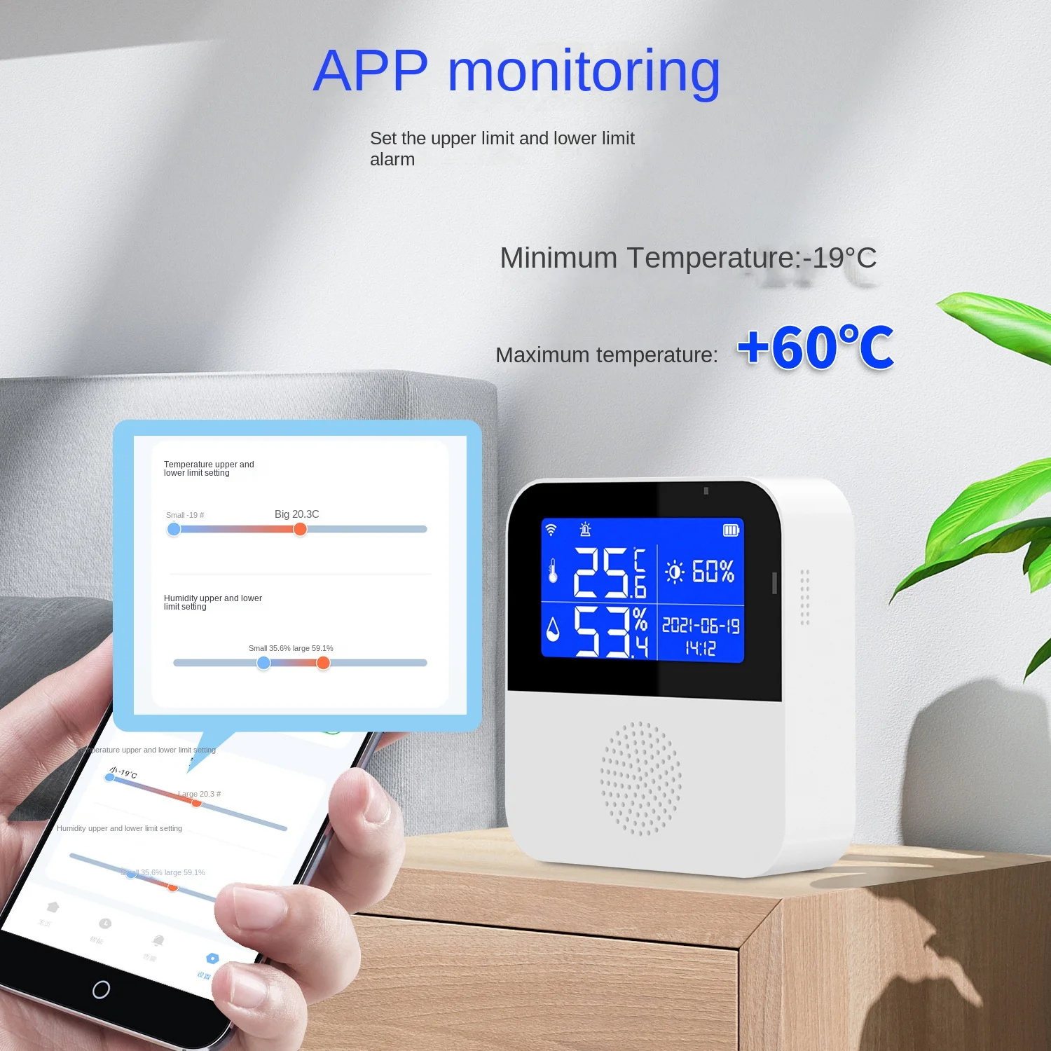 Imagem -05 - Tuya Wifi Sensor de Temperatura e Umidade Lcd Vida Inteligente Monitor Remoto Termômetro Interior Higrômetro Alarme Meter Alexa Voice