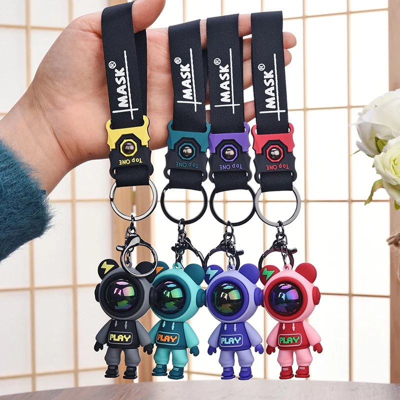 Cartoon Lightning Bear Keychain Cute Astronaut Bear Doll Keyring Bag Pendant Couple Car Keyholder Creative Bag Charm Accessories image 3